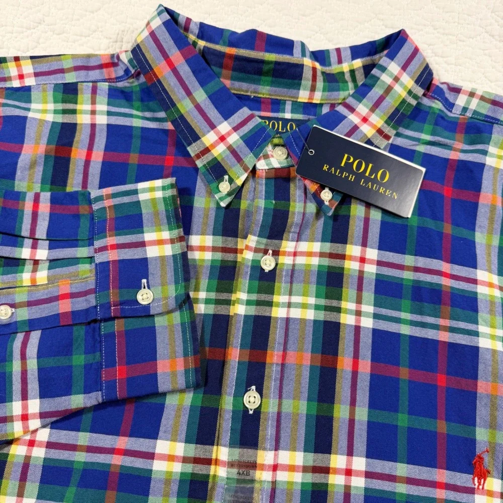 NWT Polo Ralph Lauren Classic Fit Plaid Button Down Shirt‎ Mens 4XB Multi Color